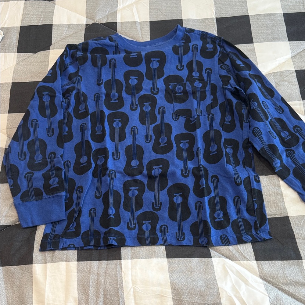 Hanna Andersson Blue Guitar Long Sleeve Tee